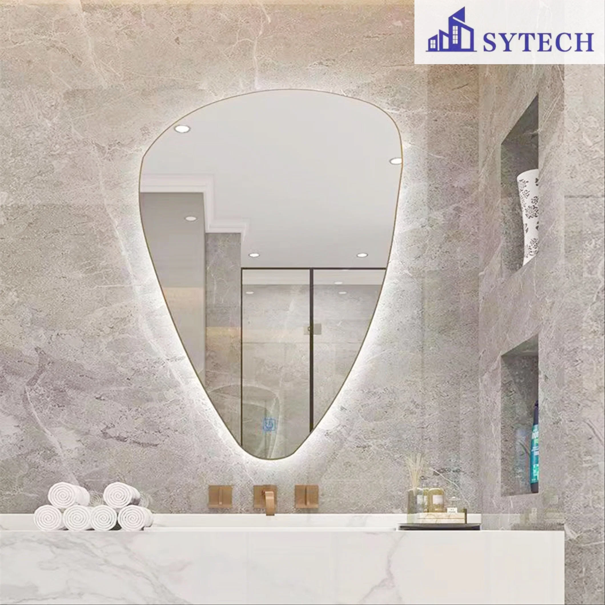 New Fashion Design Frameless Samrt Wholesale/Supplier Home Decoration Oval Round Shape Aluminum Iron Wall LED Mirror/Bathroom Mirror/Bathroom Furniture/Float Glass