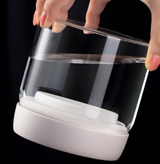 Claro Jar de almacenamiento de vidrio de borosilicato de boca ancha tarros de recto en blanco y negro con tapa hermética de plástico para el almacenamiento de alimentos