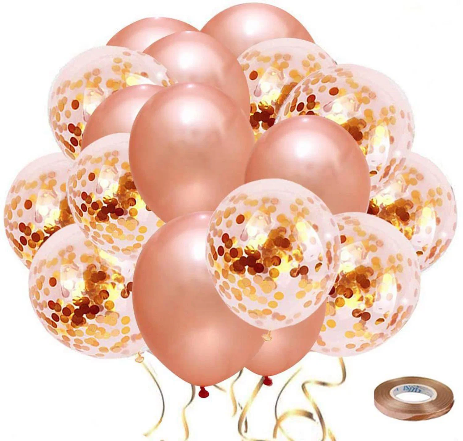 60 Pack White Gold Balloon 12 Inch Birthday Rose Gold Confetti Latex Balloons for Party Wedding Bridal Shower Decorations