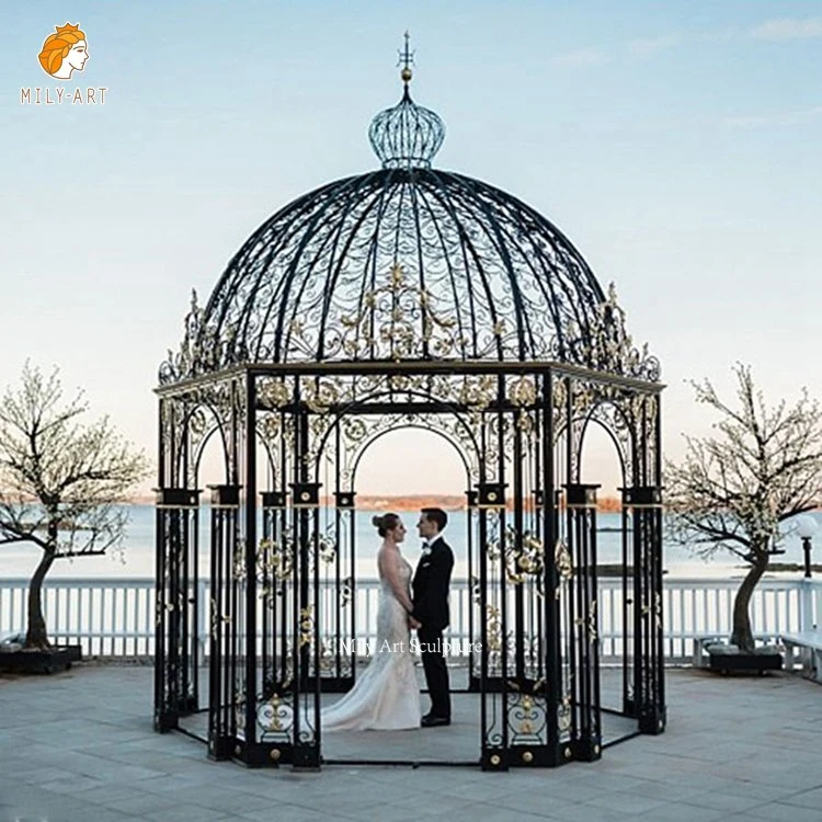 European Style Outdoor Wedding Decorations Gazebo Wrought Cast Iron Pavilion