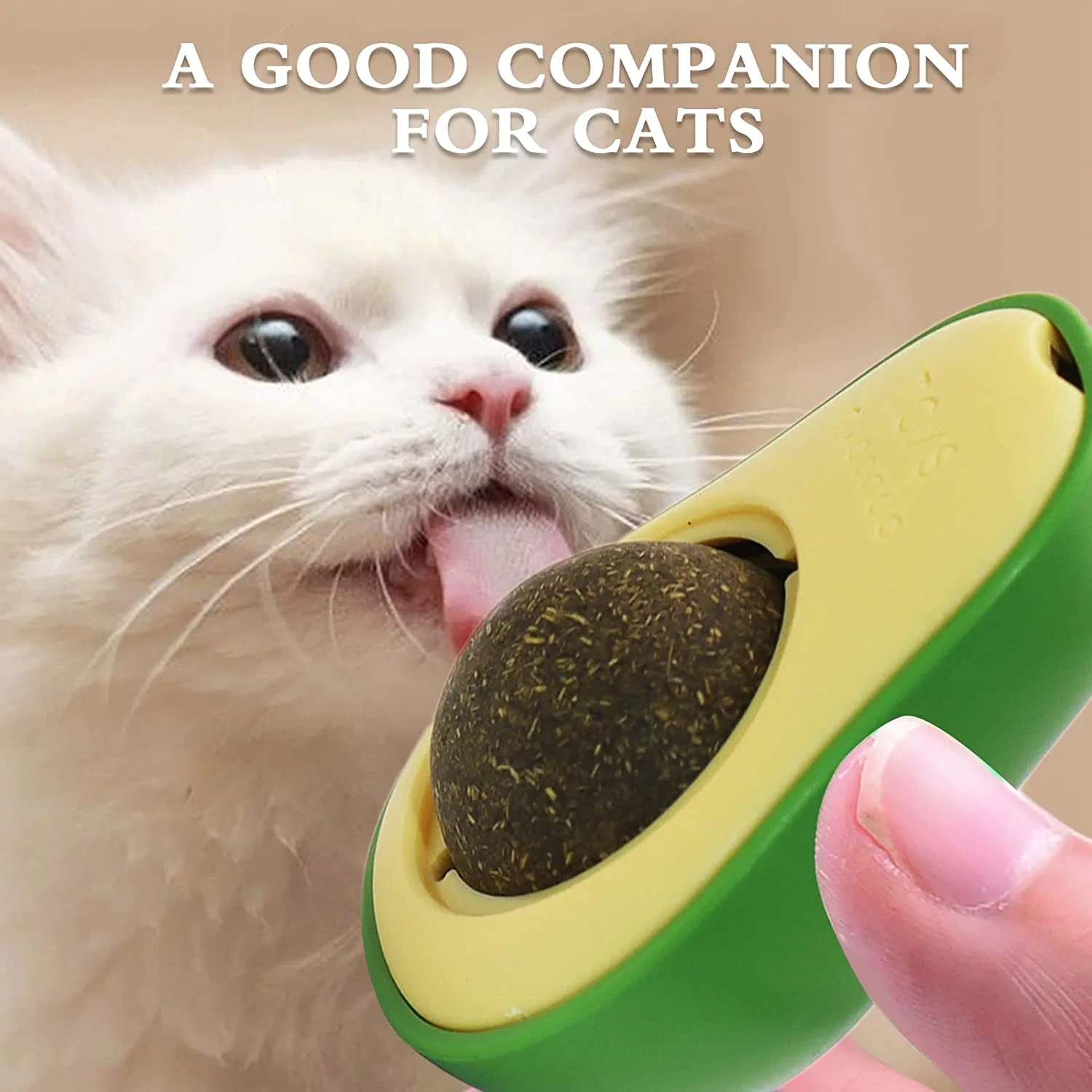 Wall Teeth Cleaning Catnip Balls Cute Rotatable Avocado Shape Pet Mint Toy