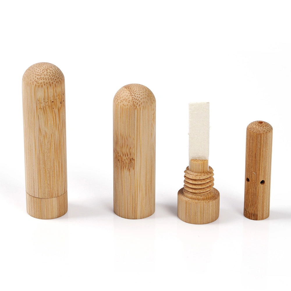 Personal Portable Natural Wooden Essential Oil Aroma Inhaler Tube with Cotton Wick