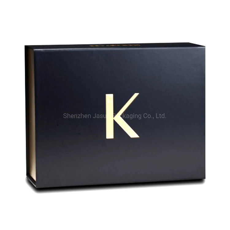 Black Cosmetic Rigid Folding Gift Packaging Box with Magnet Closure for Easy to Ship and Store