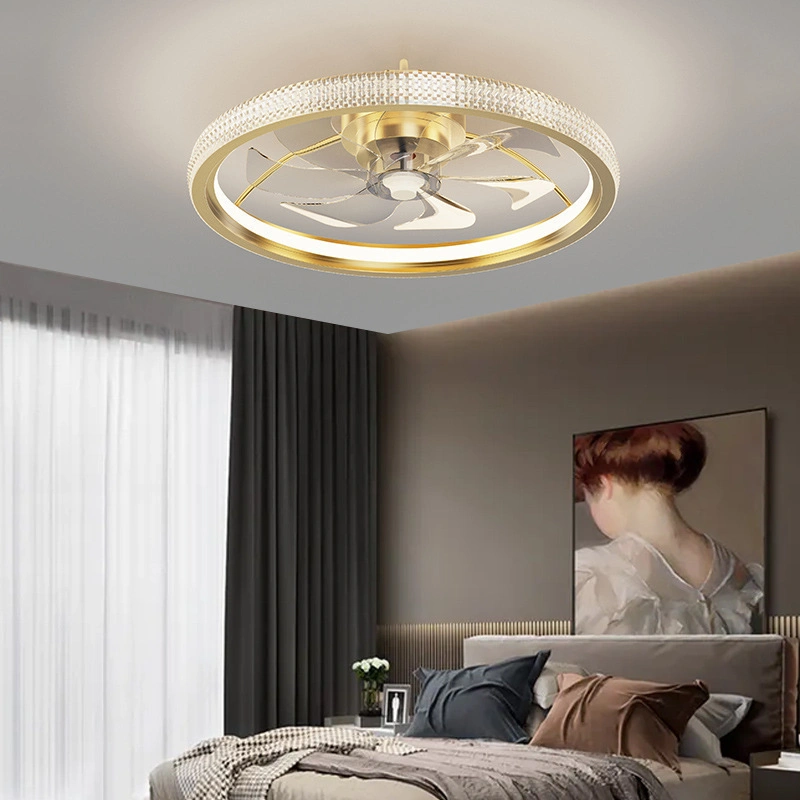 LED Postmodern Minimalist Fan Lamp Mute Bedroom Ceiling Lamp No Stroboscopic Round Children's Crown Living Room Lamp