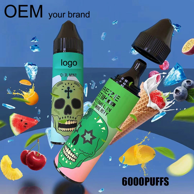 OEM 6000 Puffs одноразовые Vape аккумуляторы пера отшелушивающей подушечкой Vape Pod подъемом воздушного потока