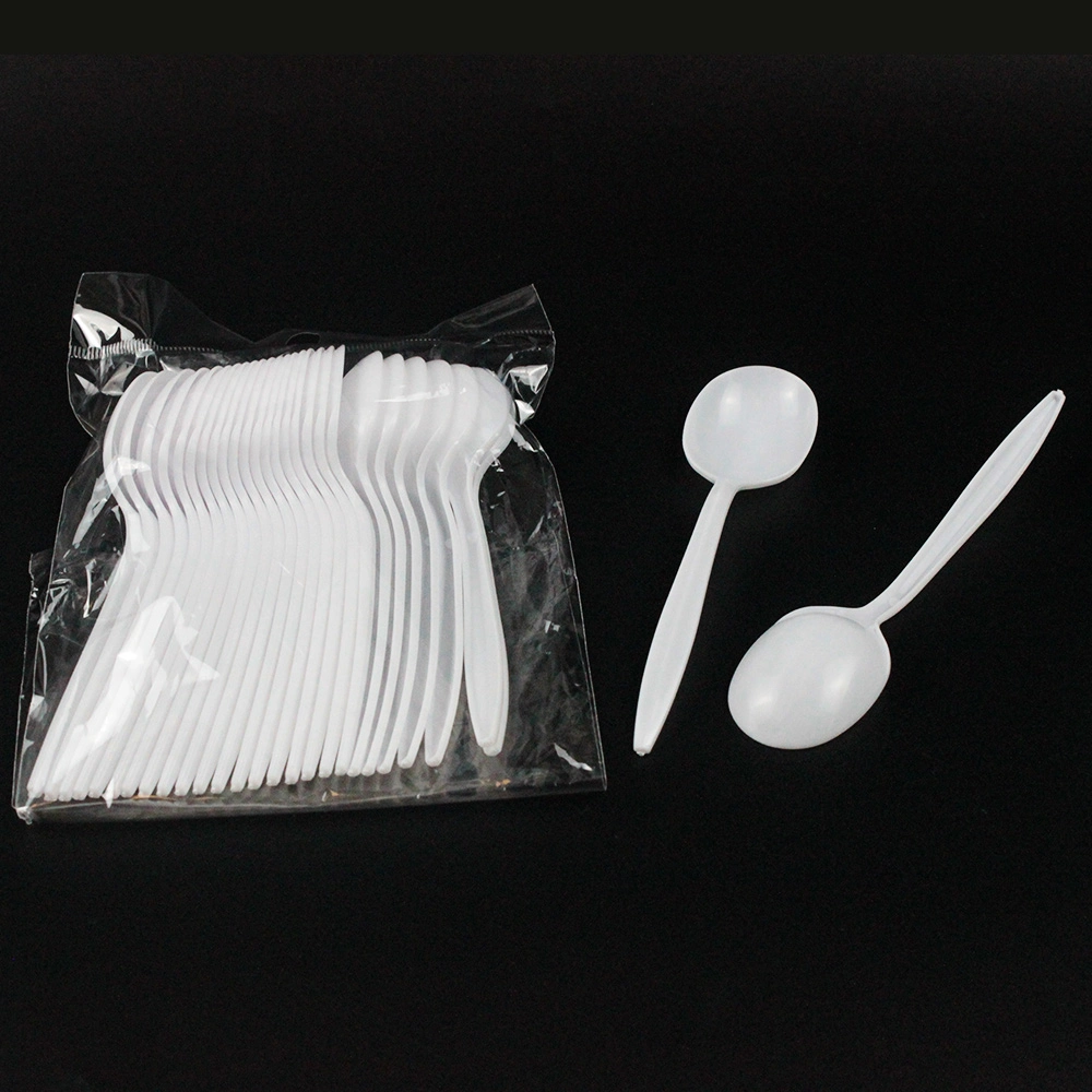 Disposable Plastic White Plastic Cutlery PP Soup Spoon Packing Bag for Dinner