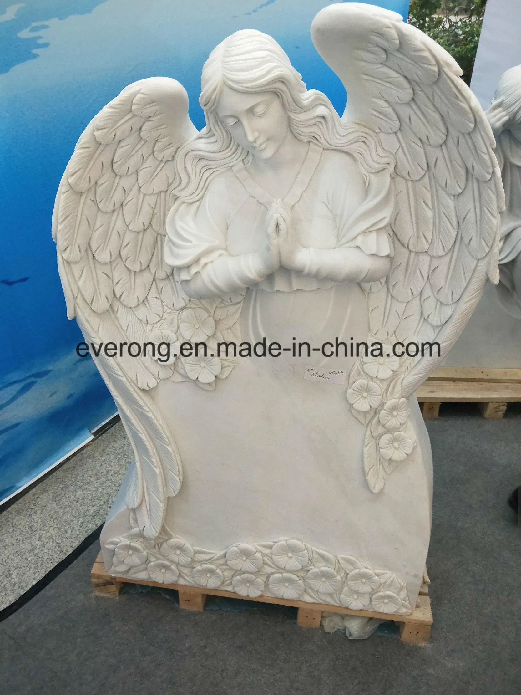 White Marble/Memorial/Cemetery/Garden Tombstone with Angel in European/American/Chinese/Japanese/Russian style