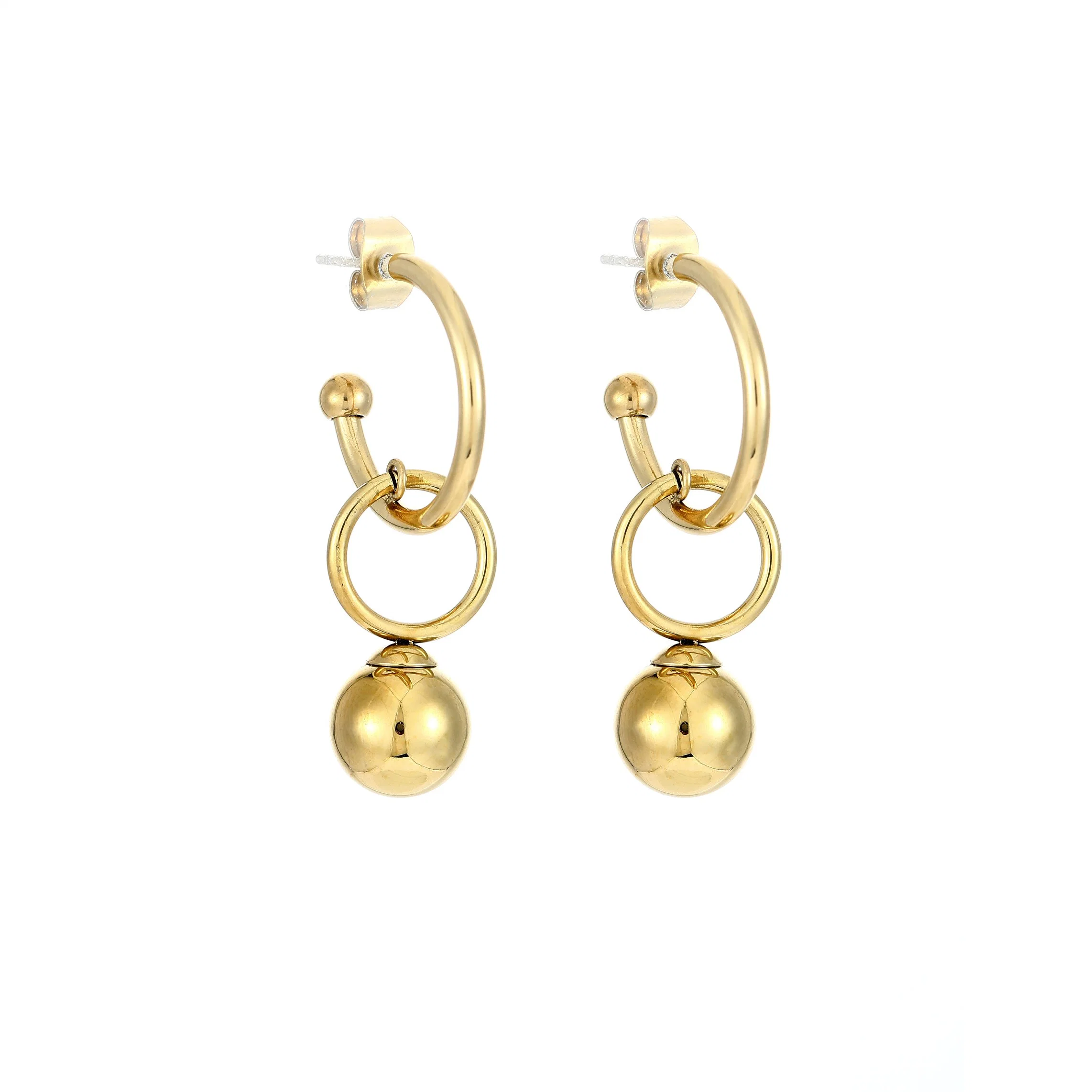 Wholesale/Supplier Metal Ball Earrings Gold Plated Hot Sale High quality/High cost performance Hoop Earrings