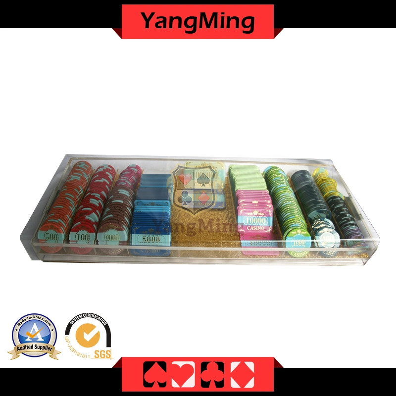 Gambling Table of Transparent 9 Row Acrylic Casino Chip Float Poker Chip Tray with Lock Ym-CT09