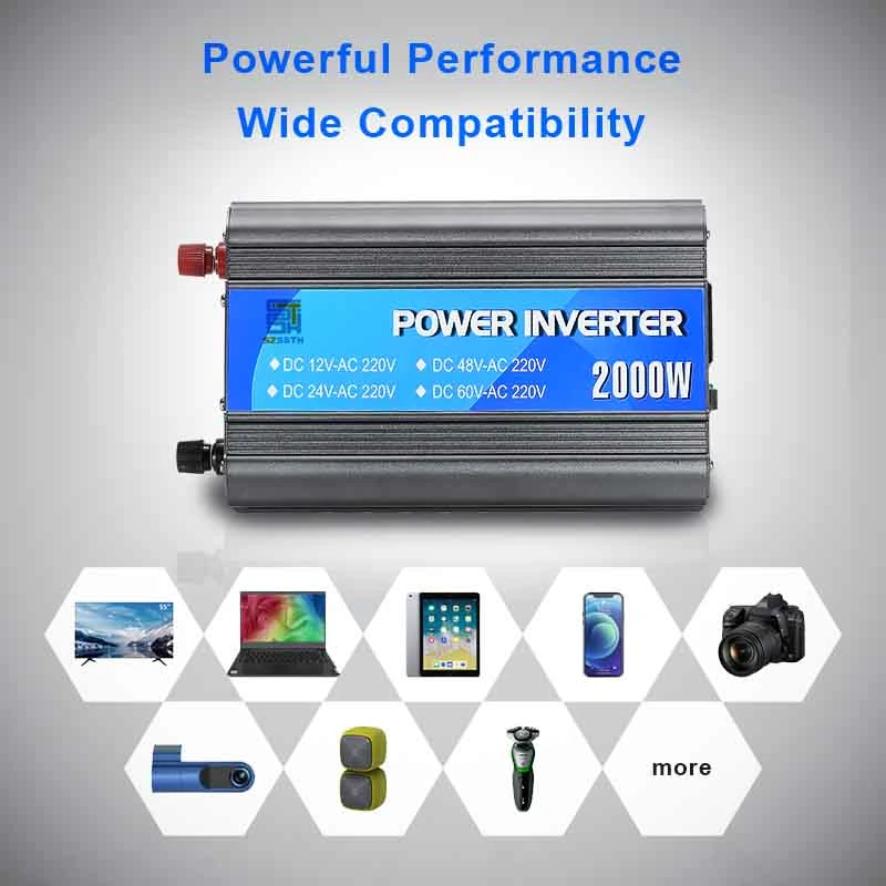 High Efficiency Power Inverter 2000W DC12V to AC220V Modify Sine Wave