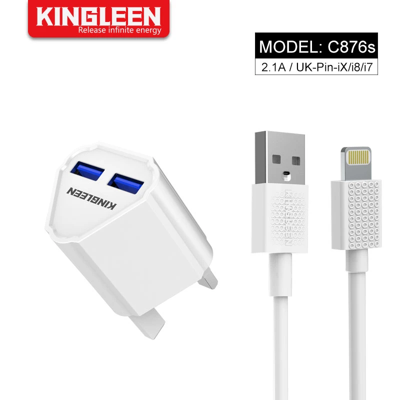 Un rayo de 3 pies de cable Cable de carga + RU 2.1A puerto USB adaptador de pared doble inicio cargador para teléfono móvil