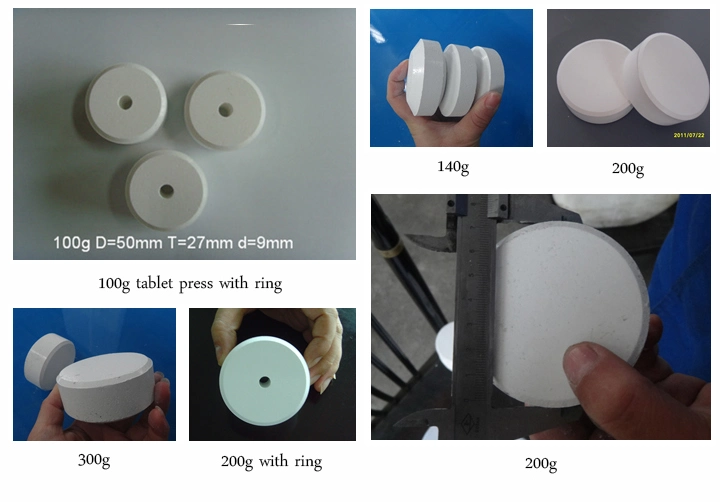 9dies 6500kg ماكينة وزن 200 g الكلور TCCA قرص دوار 3 بوصة اضغط على