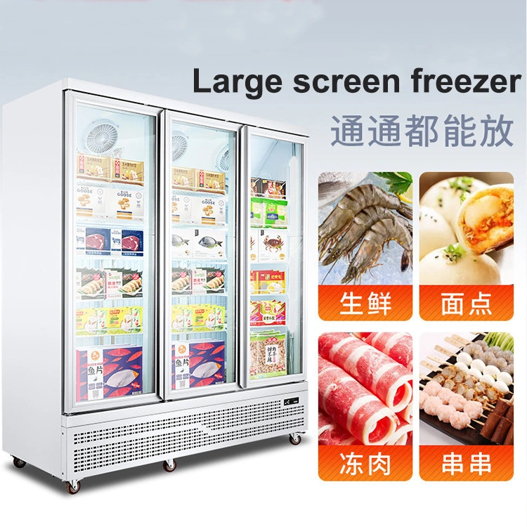 Best Meat Display 3 Glass Door Upright Freezer Supermarket Refrigerator Freezer