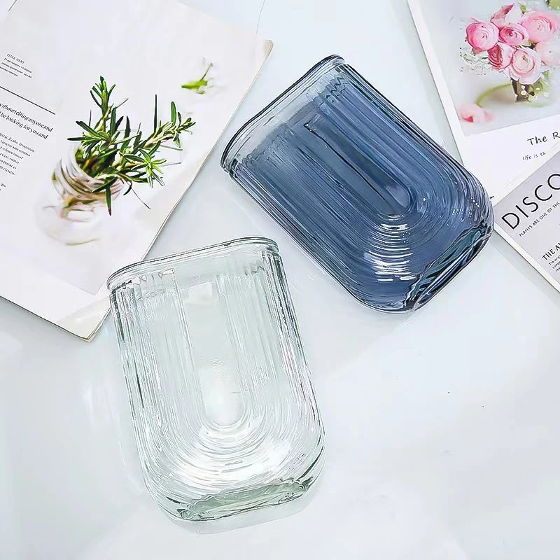 Crystal Glass Vase Square Thickened Light Luxury High-End Living Room Flower Arrangement Simple Decoration Bright Glass Vase