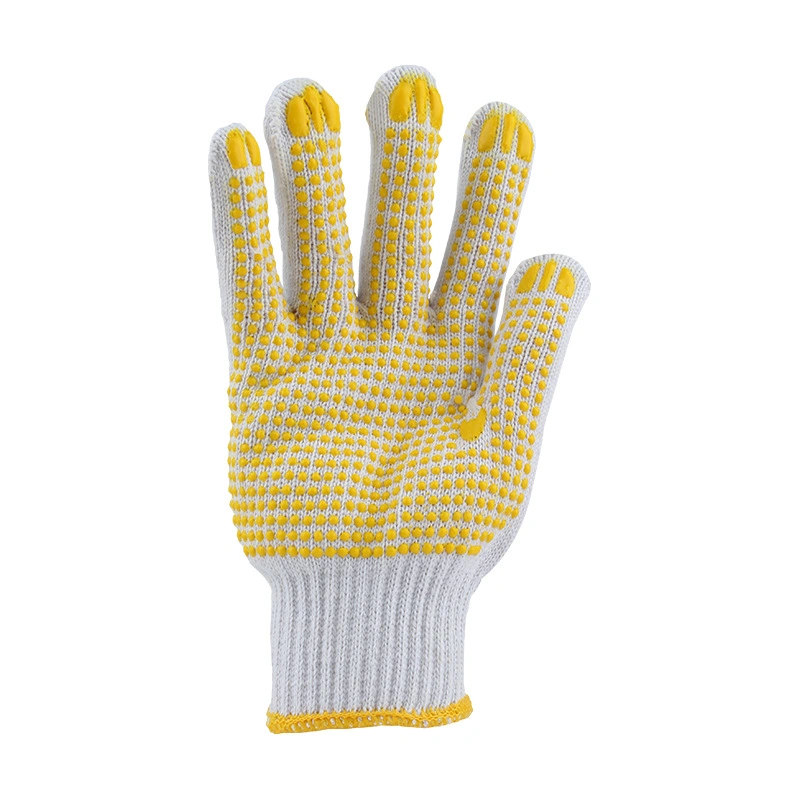 High quality/High cost performance Safety Work Labor Glove Wear-Resistant Yellow PVC Dotted Cotton Knitted Gloves