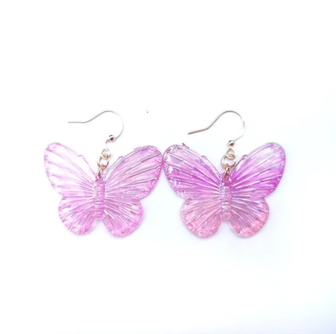 Wholesale/Supplier Jewelry Gifts Butter-Fly Big Statement Drop Earrings Women Girls Cute Animal Hanging Transparent Resin Earrings