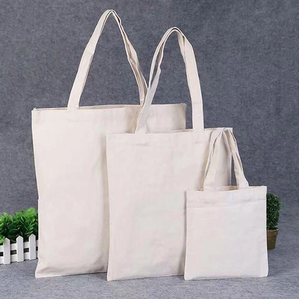 Fábrica de Qingdao GOTS Oeko-Tex 100 reciclable Natural Color diferente Gram Diseño de peso libre de mango largo y corto Cancavs de algodón orgánico Bolsa para ir de compras