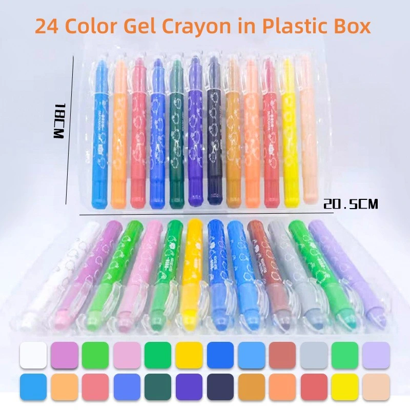 48 Colors Gel Crayons for Toddlers, Non-Toxic Twistable Crayons Set for Kids Children Coloring, Crayon-Pastel-Watercolor Effect (Plastic Box)