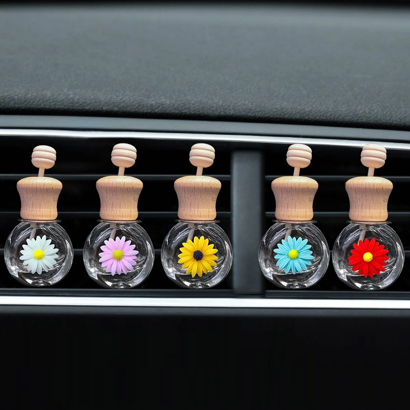 6ml Car Vent Bottle Daisy Wooden Cap Perfume Refillable Reed Diffuser Car Deco