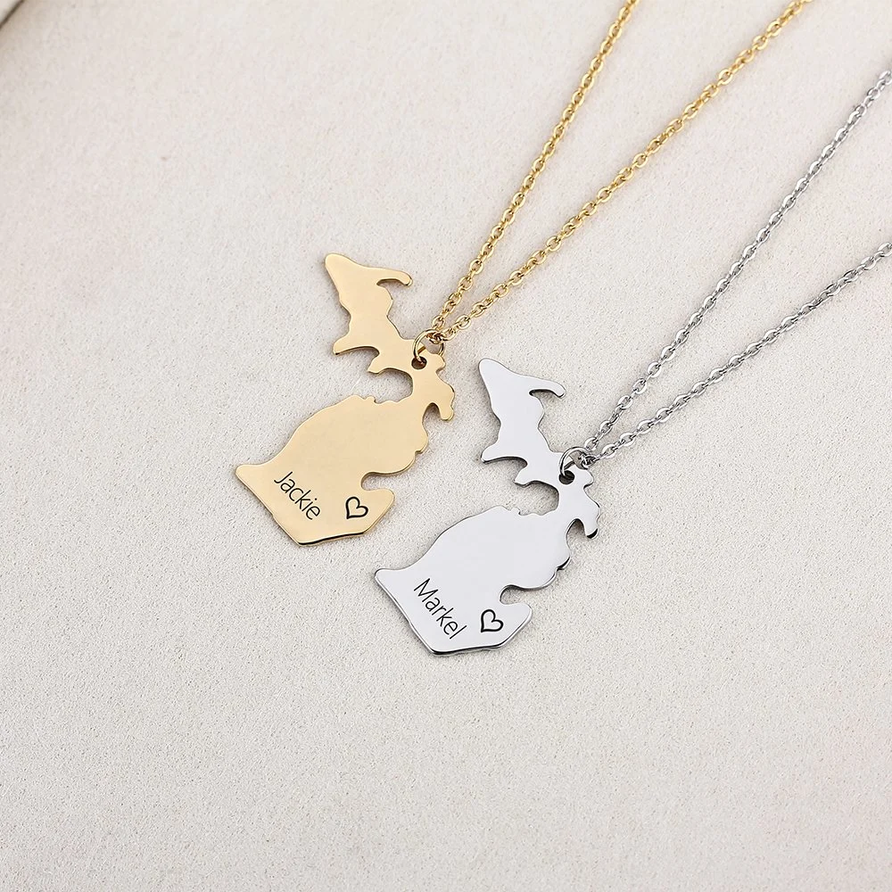 Michigan State Necklace Wholesale Gold Silver Custom Fashion Imitation Jewelry