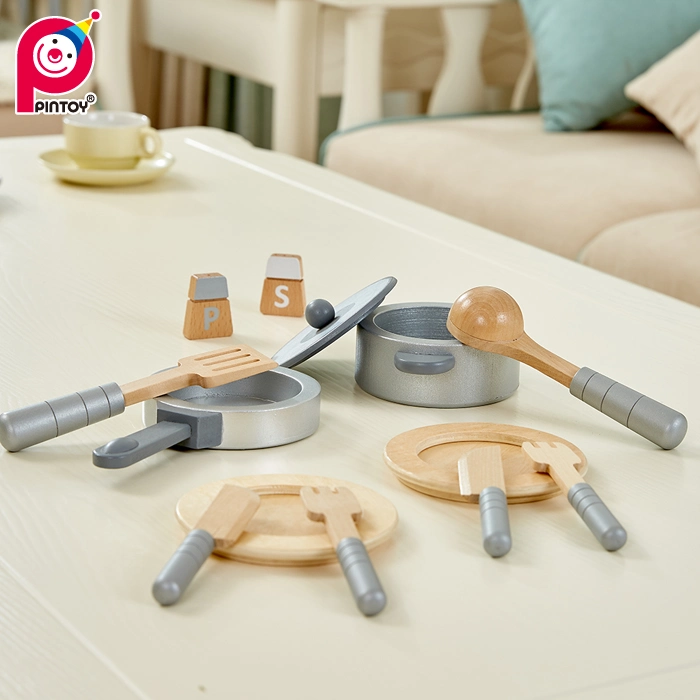 Wooden Toy Boys and Girls Cookware Set Kitchen Role Play Toy