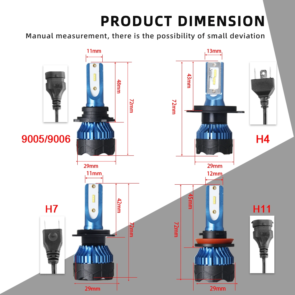 Super Power LED Headlight K5 12V LED Car Headlight High Low Beam 6500K Csp 9005 9006 H7 H4 Cooling Fan Car Headlamp Bulb