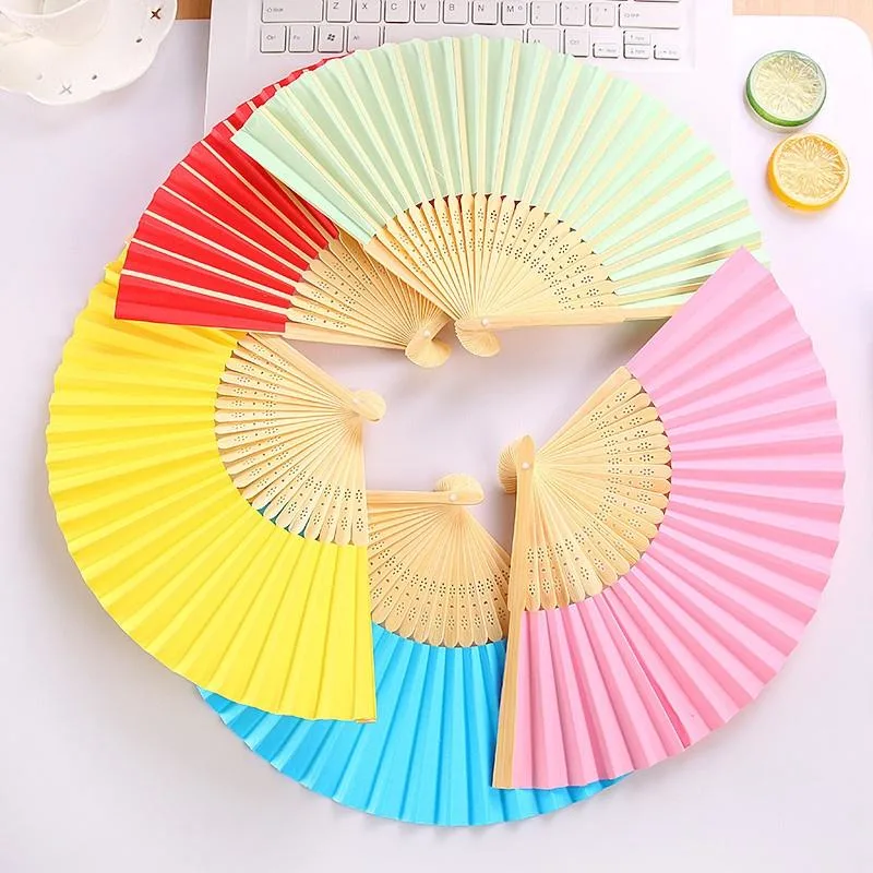 Benutzerdefinierte DIY Blank Papier Fan tragbare Hand Fan Malerei weiß Farbiger Faltventilator