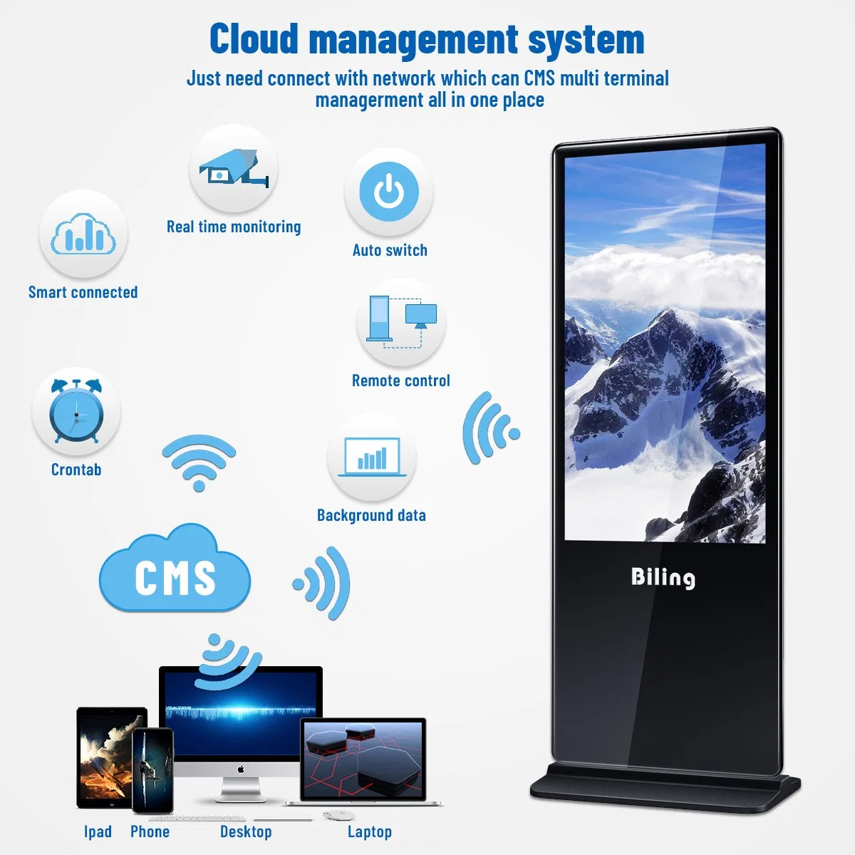 4k UHD Floor Standing LCD Totem Board 32 42 43 49 55 65 بوصة عرض الإعلانات العمودية السعر شاشة العرض الرقمية شاشة Kiosk التفاعلية التي تعمل باللمس