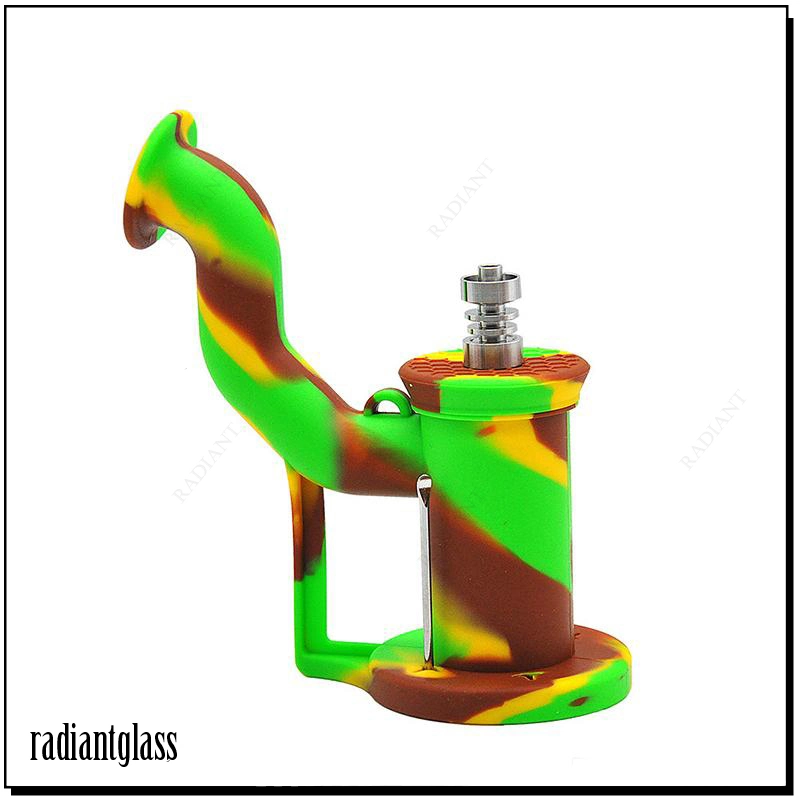 Elephant Nose Silicone DAB Rig Smoking Water Pipe Set