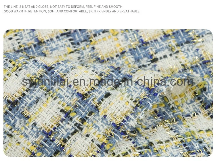 100% полиэфирная Sequin Fancy Plaid Multi Colorway Tweed Fabric for Платье для женщин