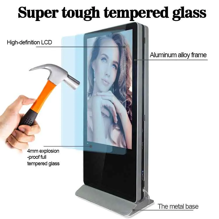 49 55 Inch Stand Alone Touch Screen LCD Double-Sided Screen Totem Display Double Sided