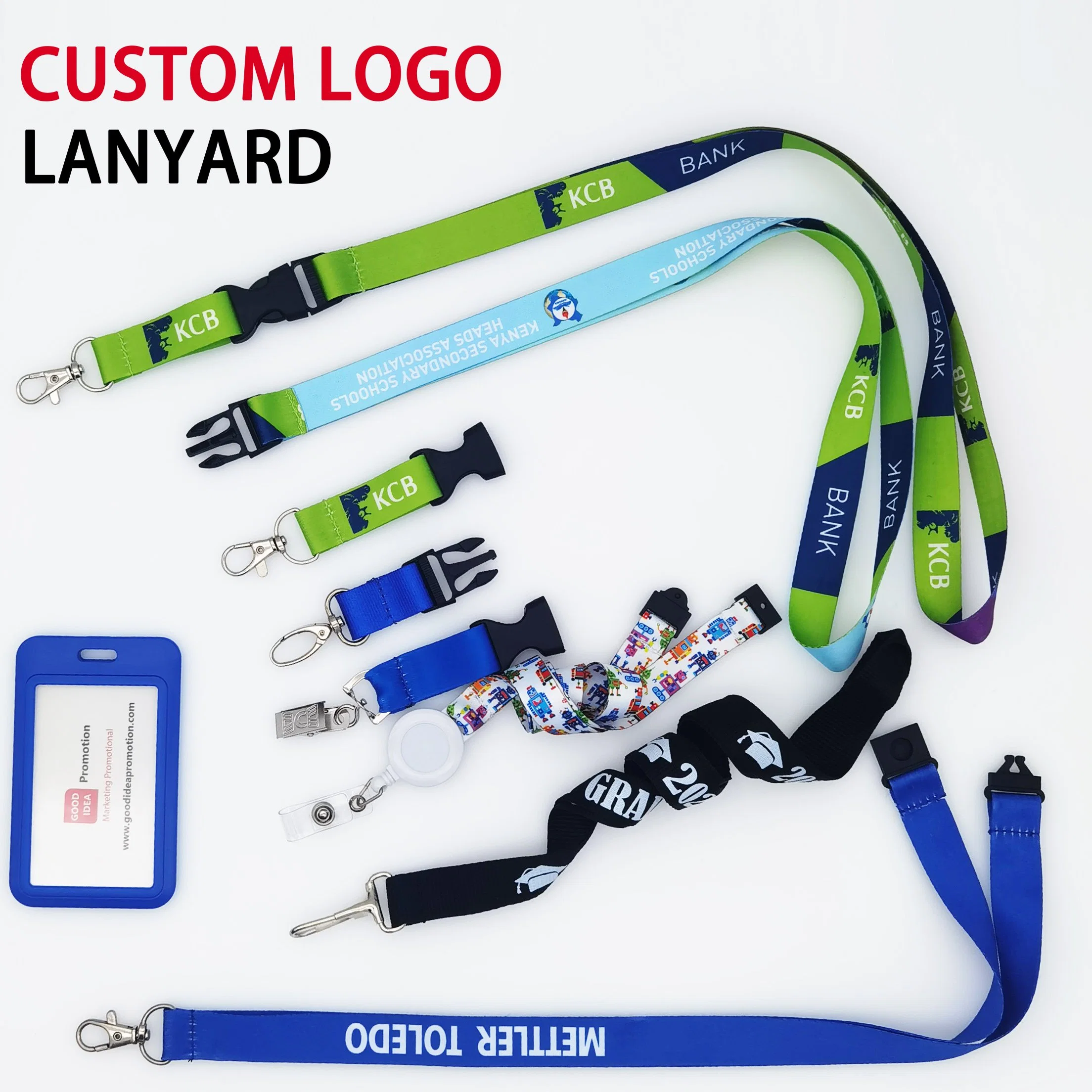 Custom Printing Office Polyester ID Card Holder Promotional Neck Strap Ribbon Wrist Mobile Phone Events Sports Safety Break Away National Flag Tubular Lanyard