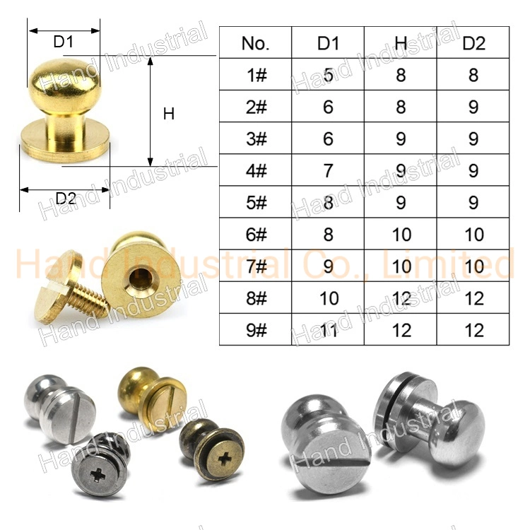 m3 M4 M6 M8 Nippel Head Book Clothes Gürtel Leder Leine-Steckverbinder-Schraube Mit Rundmutter, Innengewinde