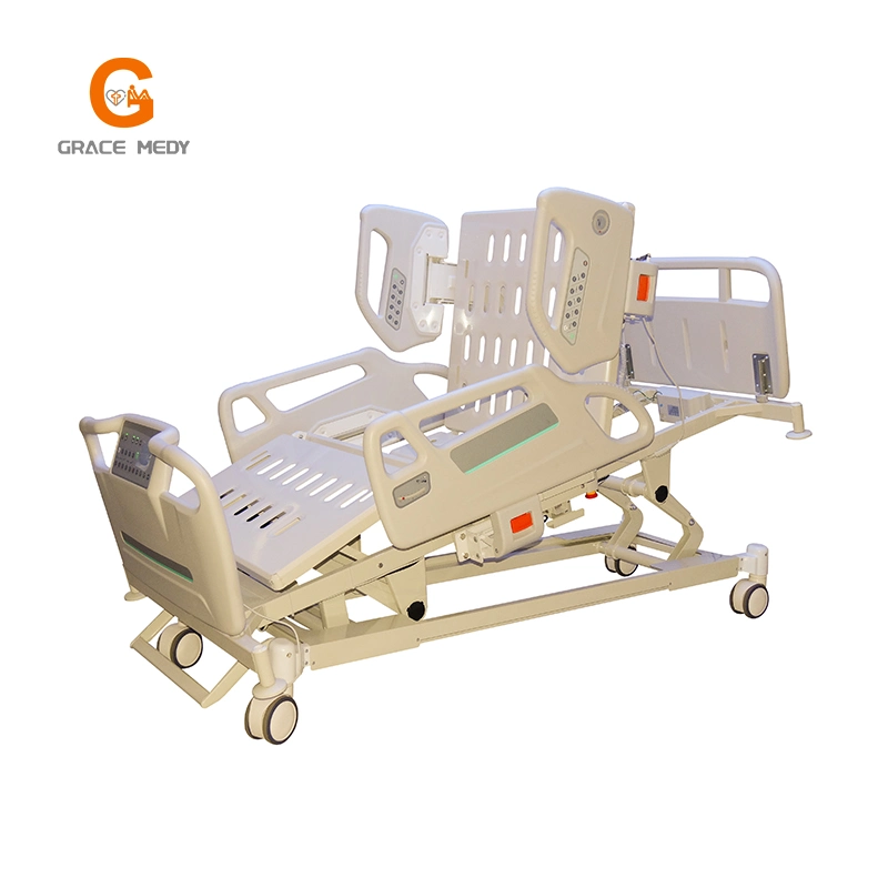 Plastic ICU Electric Standing 8 Function Hospital Medical Ward Beds Trolley with Toilet