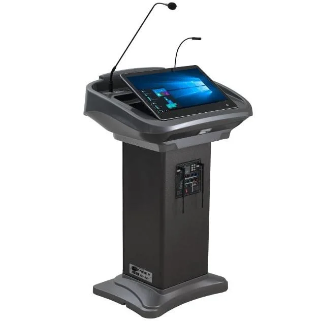 Confernece Hotel Lectern amplificador de altavoz micrófono inalámbrico 21,5inch pantalla Aio Multimedia Podium