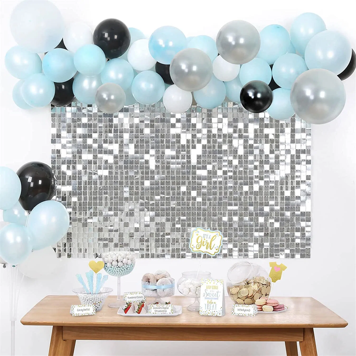 Sequin Shimmer Wall Backdrop Home Decor Mirror Silver Shimmer Panels for Home Decoration and Party Decoration