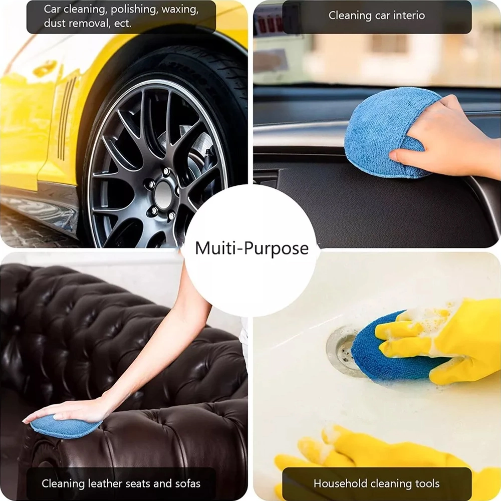 Ultra Soft Microfiber Car Wax Applicator Pad 5" Round Waxing Sponge with Finger Pocket for Applying Wax Buffer Pad