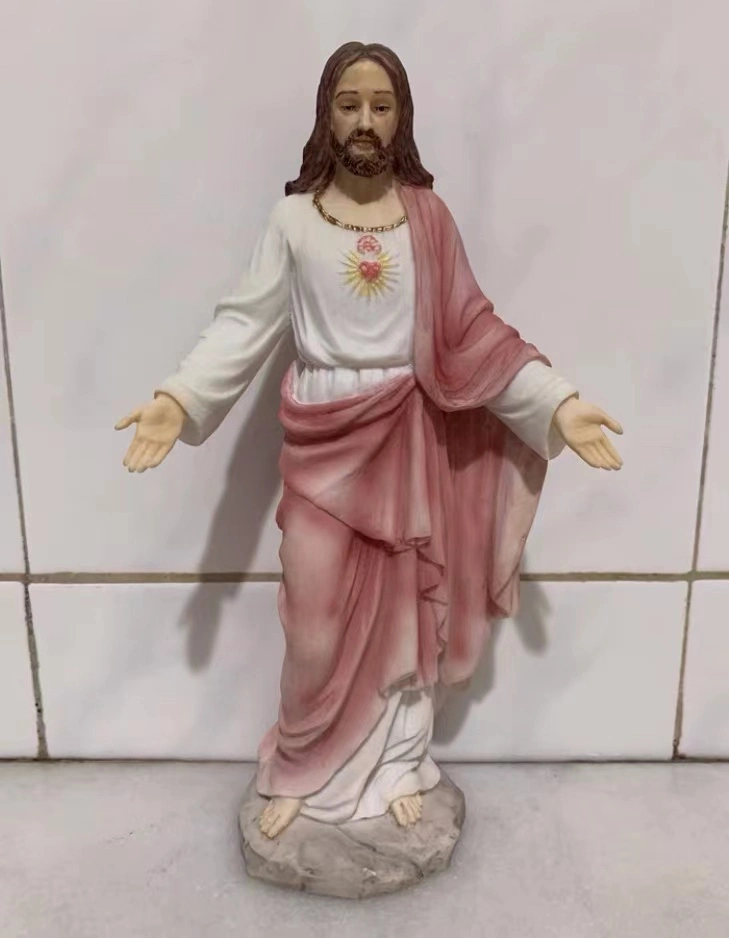 Fábrica OEM personalizar estatua religiosa Religiosos figuras religiosas del Sagrado Corazón de Jesús la estatua de resina religiosa fabricante en China