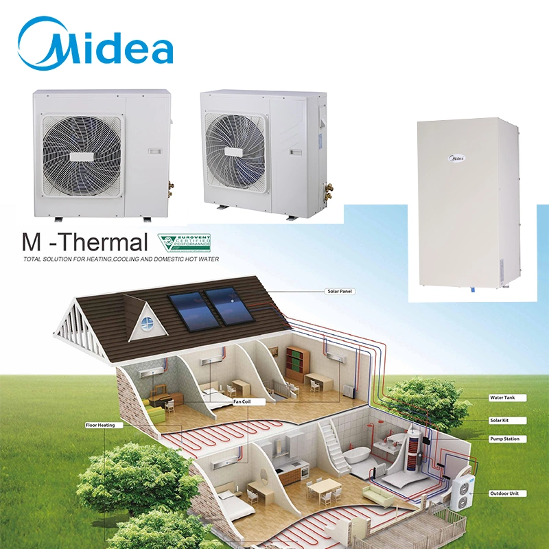 Midea R410A Heat Pump System Compact Heatpipe Air Source Water Heater Air Conditioner