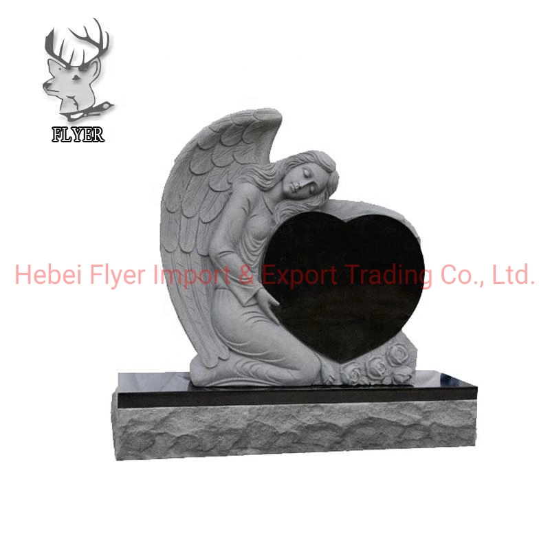 Custom Outdoor Graveyard Memorial Granite Headstone Estatua de mármol Angel Tombstone