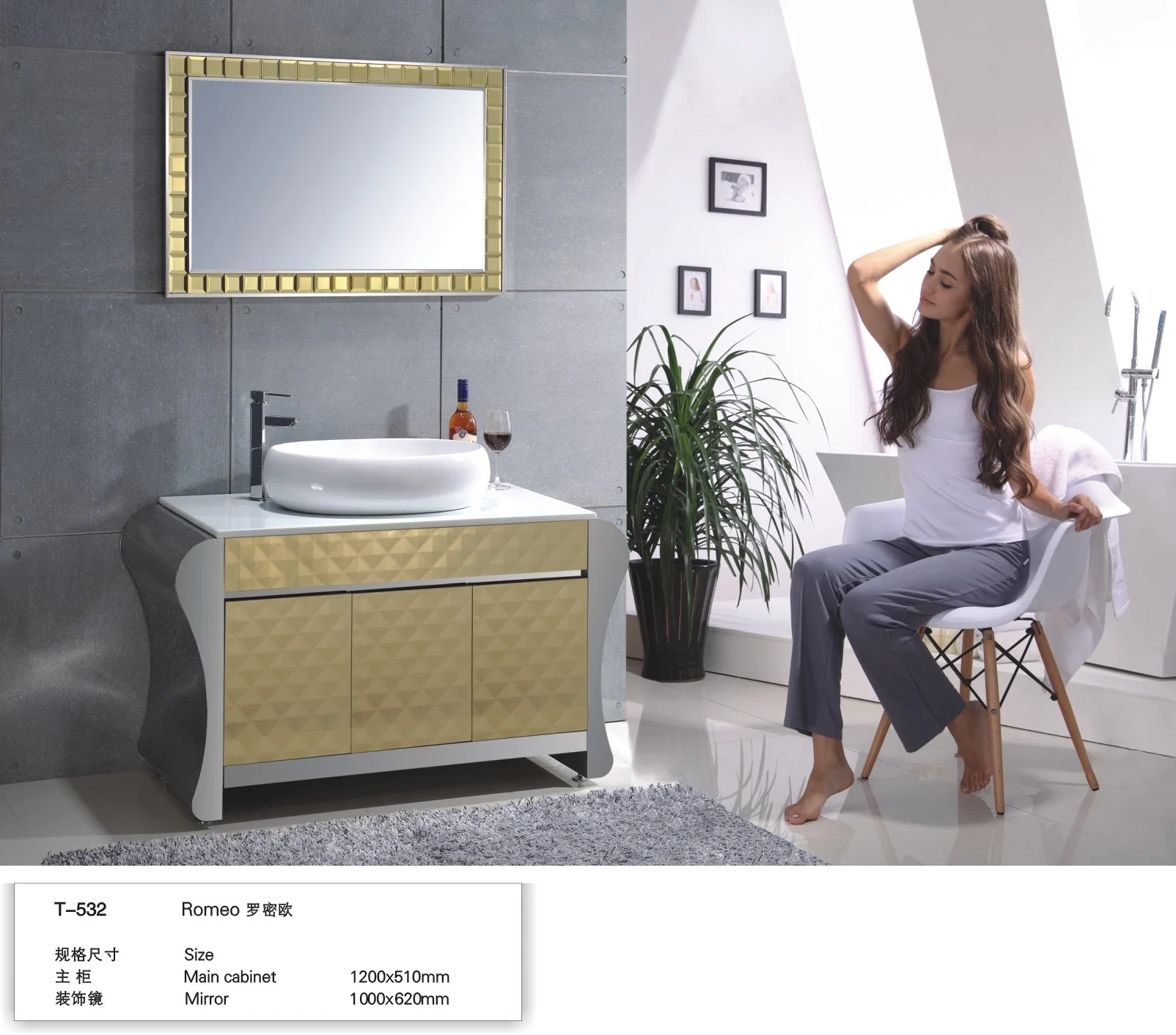 New Latest Modern Luxury Stainless Steel Hotel Bathroom Furniture Cabinet