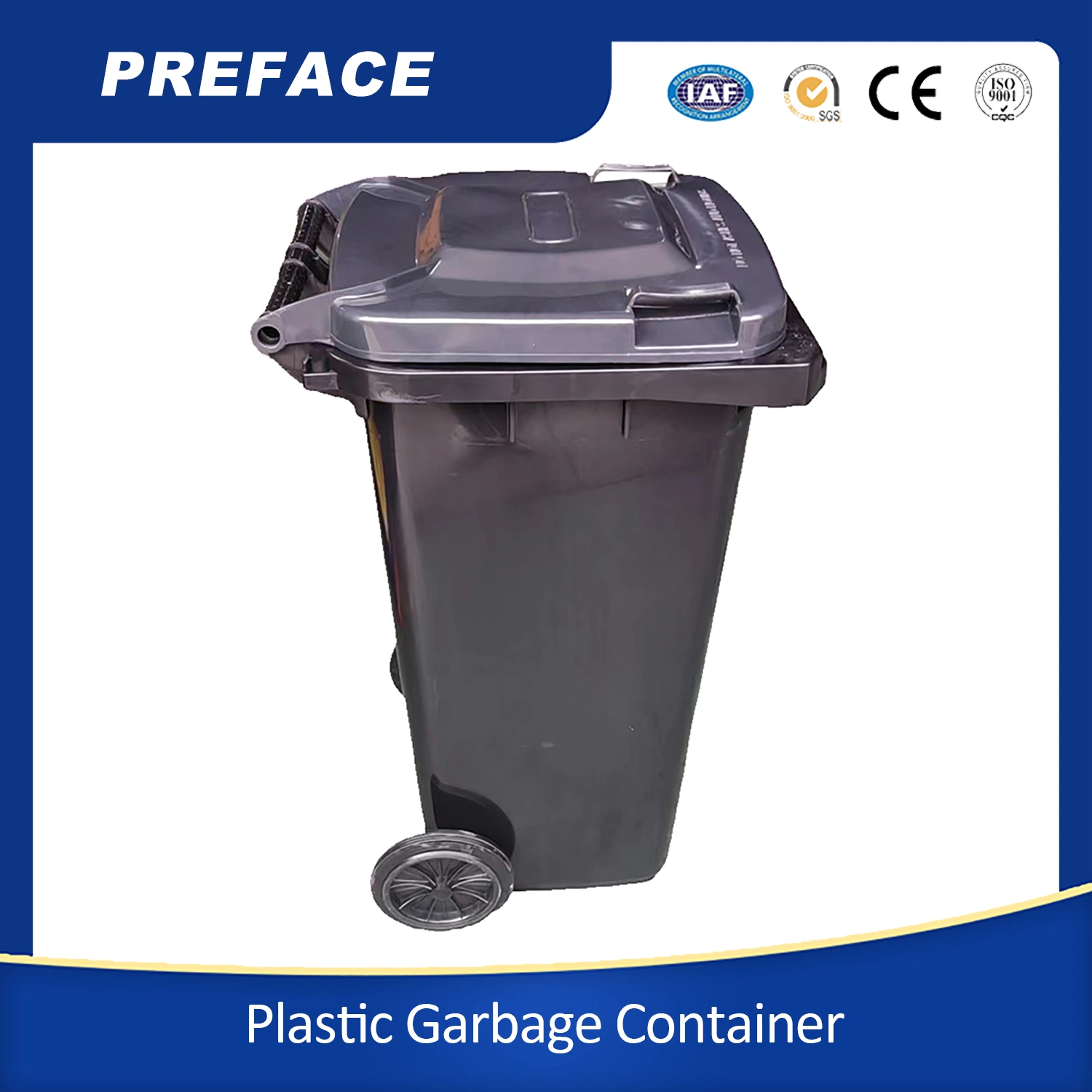 Rectangular 32 Gallon 120 L Outdoor Trash Bin on Wheels and Rubbish Bin 120 Litre and Public Trash Can 120L