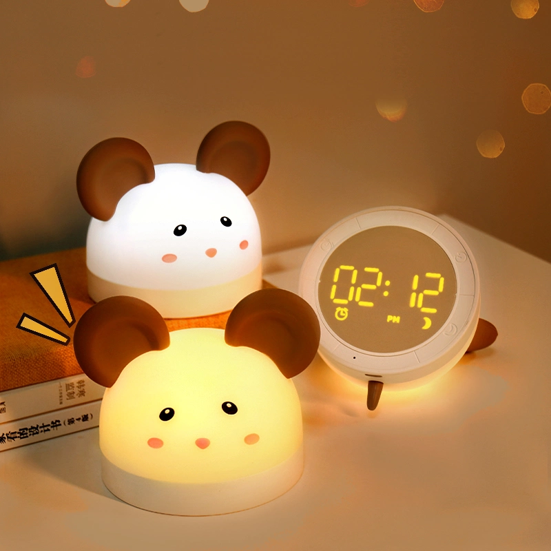 Los chicos lindo reloj de alarma sin BPA suave luz de silicona