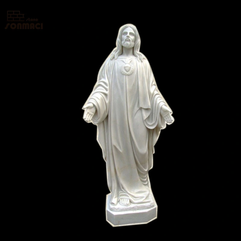 Natural Stone Marble Religious Virgin Mary and Children Sculpture