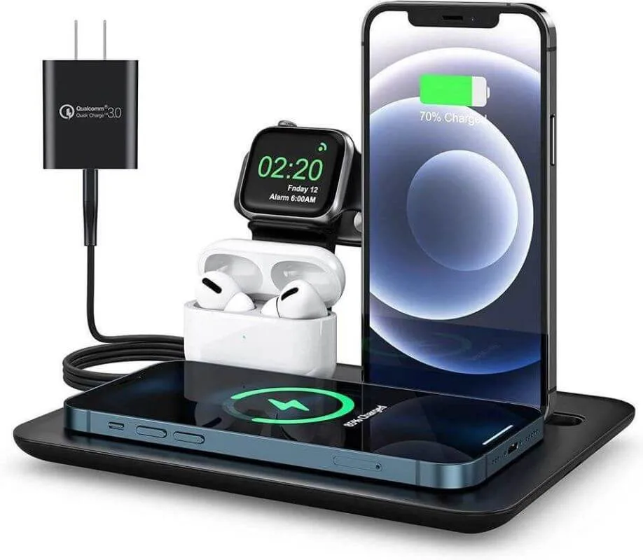 Faltbares Mobiltelefon Wireless Charger Stand Nachttisch Empfänger für IPhone/iWatch