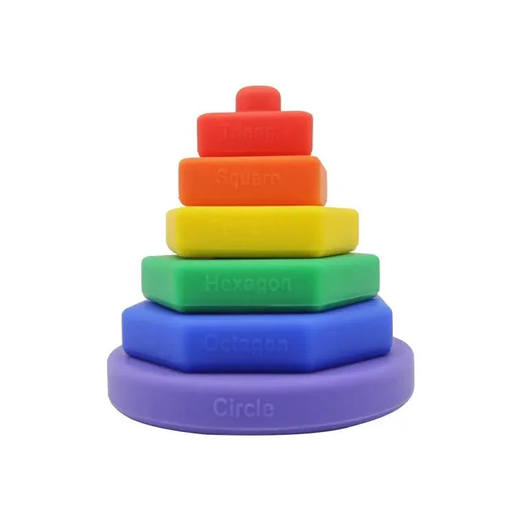 Silicone Food Grade BPA Free Rainbow Baby Stacking Toys