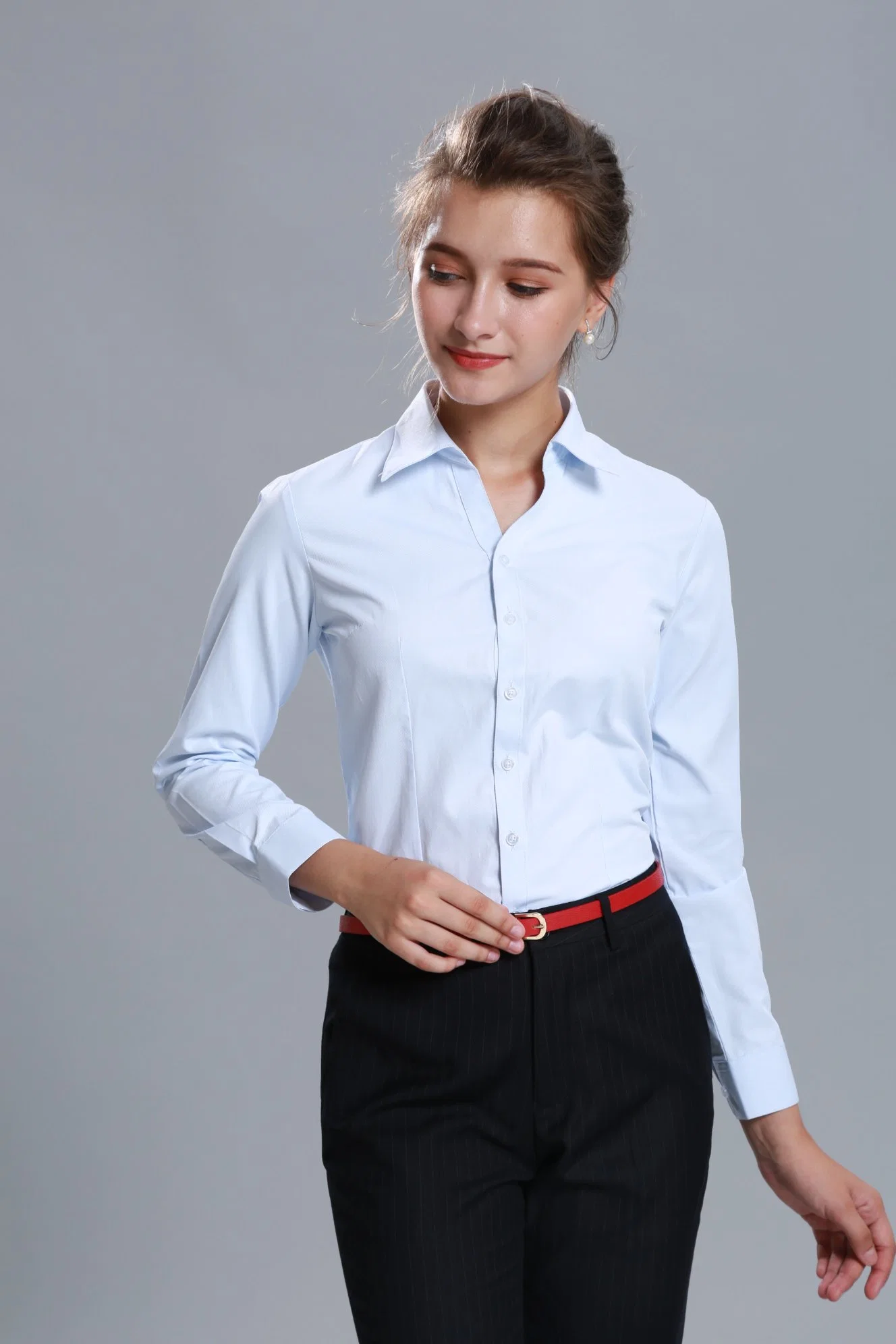 OEM Ladies Business Shirt Slim-Fit Work Clothes Ladies Shirt Wholesale/Supplier Customization