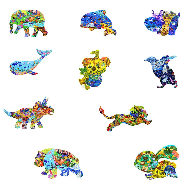 Puzzle jeu dessin-dessin puzzle casse-tête pour enfants jouets éducatifs précoces Puzzle casse-tête de forme animale