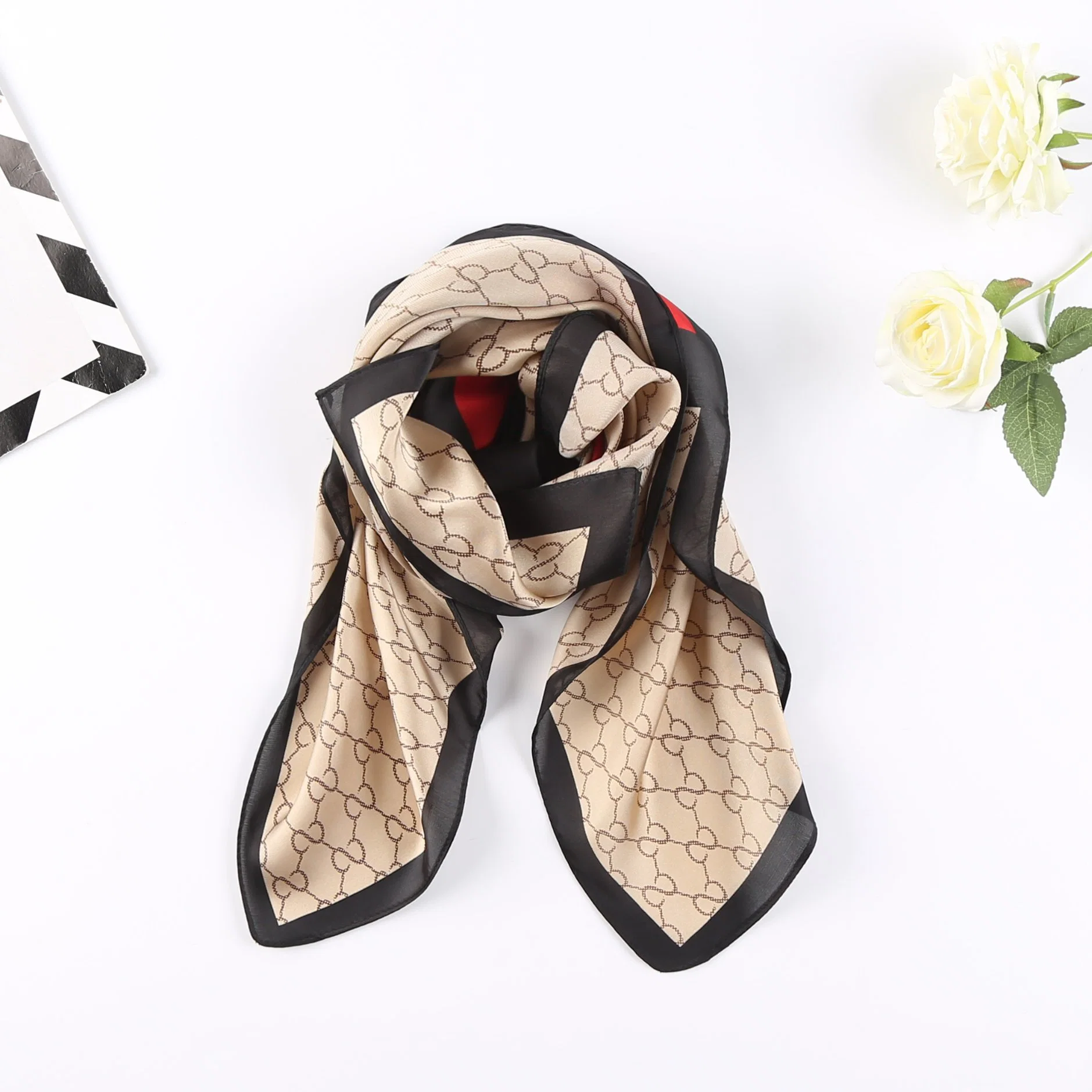 70X70cm Fashion Multi Use Square Silk Satin Scarf Polyester Scarves Wowan Hairband Bag Band