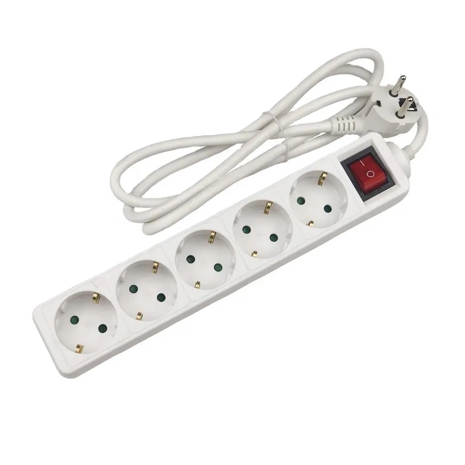 3 4 5 6 Ports Euro Germany Power Strip with Surge Protector